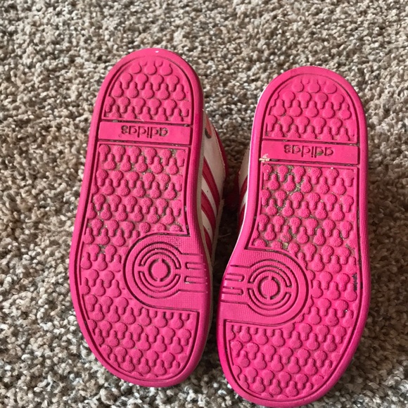 Adidas Pink White Toddler Velcro High Top Sneakers - Picture 5 of 6